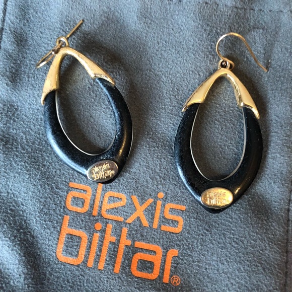 Alexis Bittar black and clear lucite drop earrings. - Picture 2 of 4